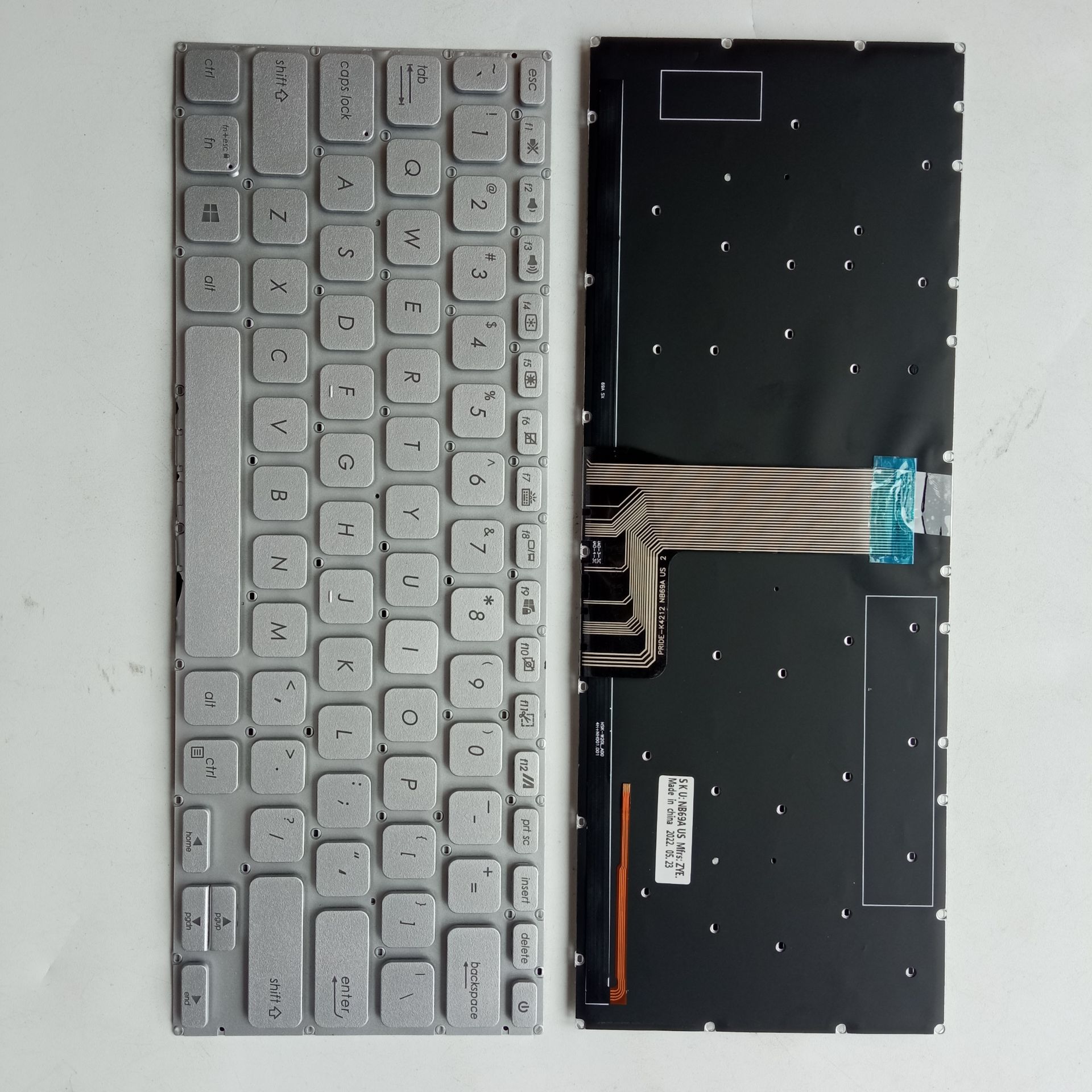 Picture of New Replacement Laptop Keyboard For ASUS X409 SILVER Backlit (OEM) US Layout